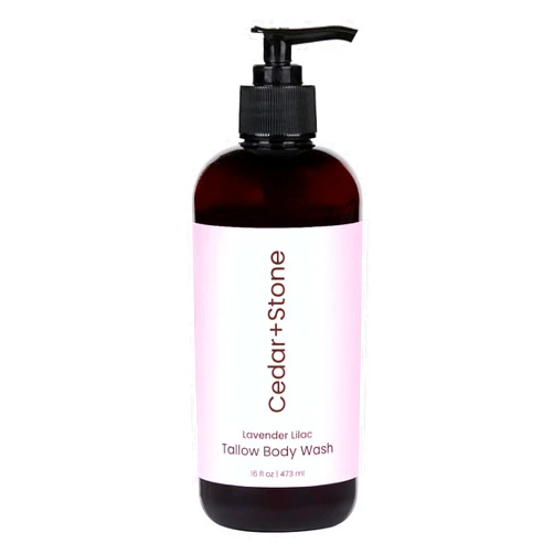 OfficeKit Cedar + Stone Clean Body Wash with Grass-Fed Tallow – Sulfate-Free Natural Body Wash for Dry, Sensitive Skin – Lavender & Lilac with USDA Organic Oils, 16oz
