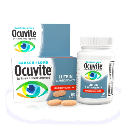 Ocuvite Eye Vitamin & Mineral Supplement, Contains Zinc, Vitamins A, C, E, & Lutein, 60 Tablets, From Bausch + Lomb