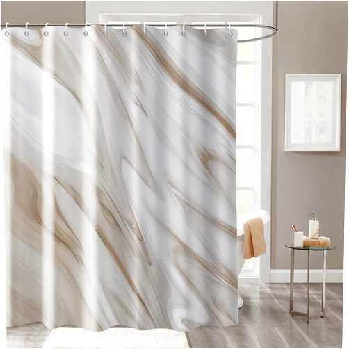 GCIREC Brown Marble Shower Curtain, Grey Brown Modern Abstract Wave Luxury Bathroom Curtain Bathtub Home Decor Waterproof Fabric Machine Washable with 12 PCS Hooks,72