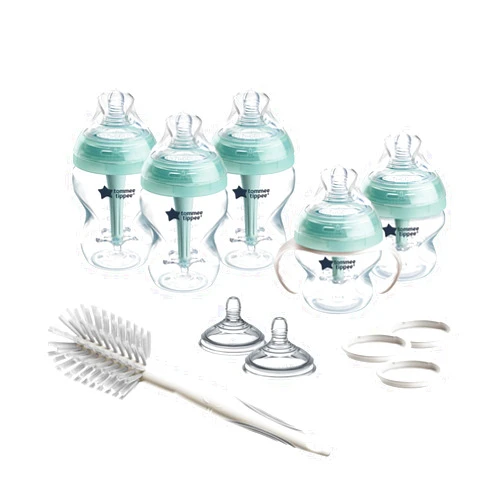 Tommee Tippee Advanced Anti-Colic Grow with Baby Bottle Set, 0m+, 5oz & 9oz Self-Sterilizing Bottles, Slow & Medium-Flow Breast-Like Nipples, Bottle Handles
