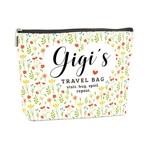 Decohim Gigi's Travel Bag Mothers Day Makeup Bag Gigi Grandma Gifts Grandma Birthday Gifts Funny Coloful Floral Cosmetic Bag for Women Nana Gigi Mimi Nanny Granny Chirstmas Appreciation Retirement Gifts