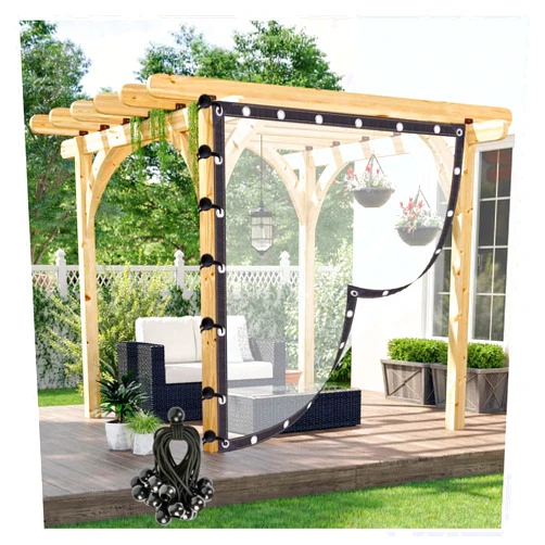 WBBML Outdoor Clear Tarp Curtain with Rustproof Grommets 0.12mm Plastic Partition Screen for Pergola, Porch, Gazebo, Customizable (Color : Clear, Size : 8'x5'/2.5x1.5m)