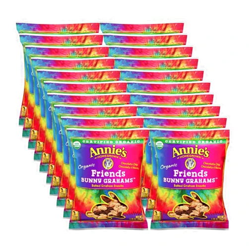 Smiling Sweets Annie Certified Organic Friends Bunny Grahams, Delicious Baked Grahams, Chocolate Chip and Chocolate Honey Flavors (Pack of 20)