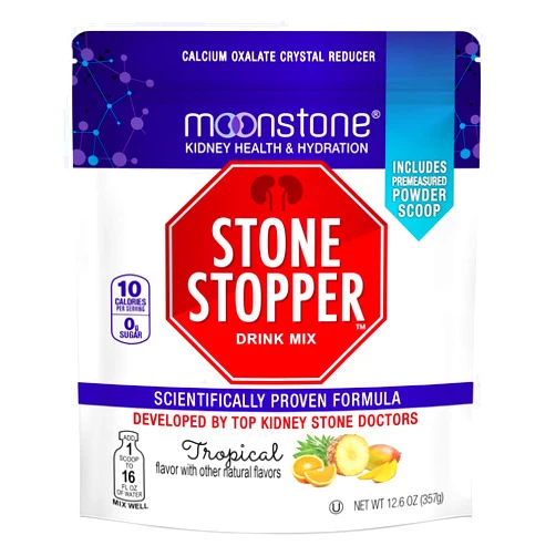 Moonstone Stone Stopper Drink Mix, Tropical, Kidney Stone Prevention, Calcium Oxalate Protector, Alkali Citrate Support, Developed by Urologists to Improve Hydration and Support Kidney Health, 30 Day Supply