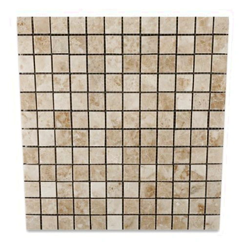 Oracle Moldings Cappuccino Marble Polished 1 X 1 Mosaic Tile on Mesh - Box of 5 sq. ft.