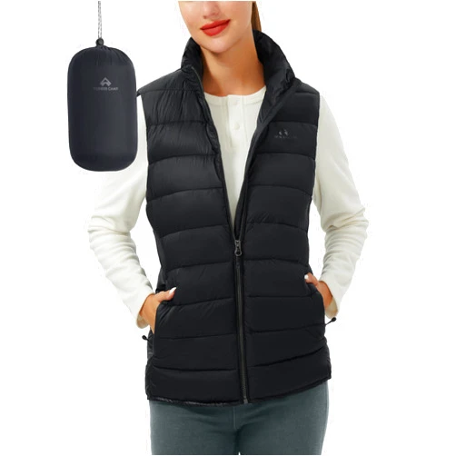 Pioneer Camp Puffer Vest Women Lightweight Packable Sleeveless Bubble Quilted Zip Up Padded Warm Winter Outerwear Puffy Vests