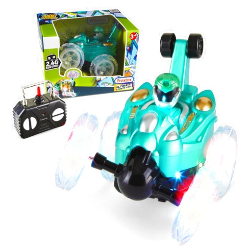 PREXTEX Kids RC Stunt Car with Light-Up Wheels - Remote Control Car for Boys Ages 3-7, 360-Degree Spin and Flip Stunt Remote Control Toy - RC Hobby Car Toy, Battery-Powered, Ideal Gift for Young Racer