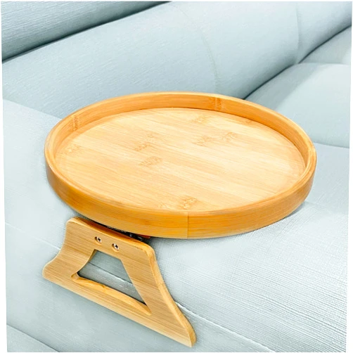 NDL Pekokavo Sofa Arm Clip Tray, Side Table for Remote Controls/Drinks/Gamepads Holder (Bamboo)