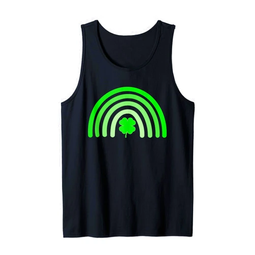 St Patty's Day Clover Shamrock Funny Tees Ideas St Patrick's Day Green Four Leaf Clover Cute Green Rainbow Tank Top