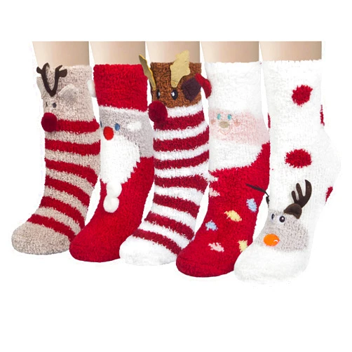 Loritta 5 Pairs Womens Fuzzy Socks Winter Warm Cozy Fluffy Super Soft Slipper Socks