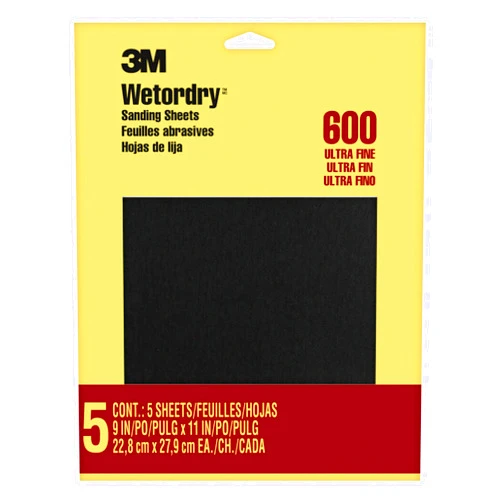 3M Wet or dry Sandpaper, 9 in. x 11 inch, 600 Grit, Ultra Fine, 5 Sheets/Pack