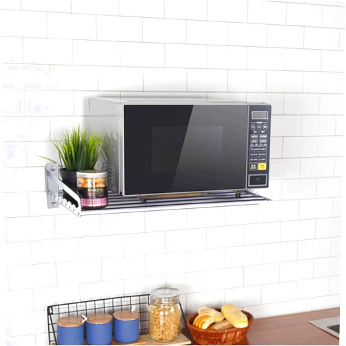 MaxxCloud Electric Oven Holders, Microwave Oven Rack Kitchen Shelf, Black Storage Racks Wall Shelf, Kitchen Organizer Aeronautical Aluminum, Weight Bearing 80 lb (23.6'' x 15.5'', Silver)