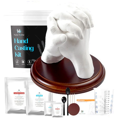 Hula Home Hand Casting Kit for Couples or Family with Mounting Plaque | Anniversary DIY Gifts Her & Him, Keepsake Sculpture Wedding Kids,