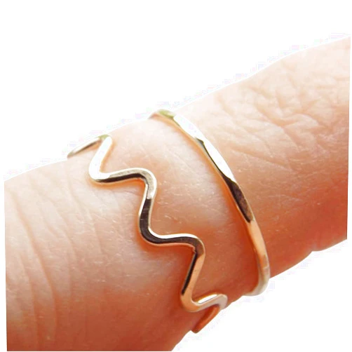 Full Moon Jewellery Skinny Gold Wave Knuckle Ring Set, Wave Ring, above knuckle, Knuckle Rings, Toe Rings, Rings, Yellow Goldfilled Knuckle Ring, Wave, Hammered