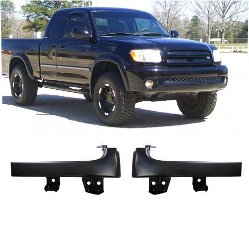 JAMESVAN Front Bumper Grille Metal Headlight Filler Trim Panel Primer, Left and Right Headlight Trim for Toyota Tundra 2003-2006,Black(Won't fits Double cab)