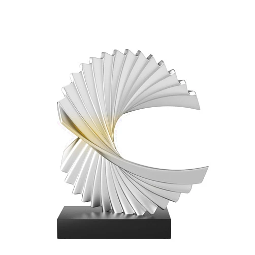Paytonture Ocean Wave Sculpture - Modern Funky Abstract Statue, Resin Wave Sea Ornament for Home Office Desk Shelf Accents (Silver)