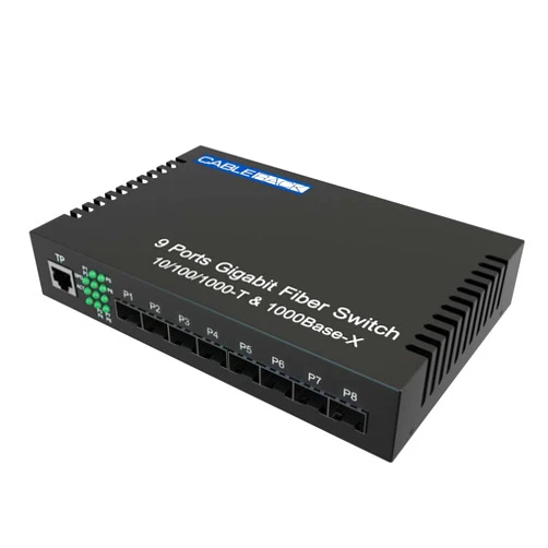 CableRack 8 Port SFP Unmanaged Ethernet Optical Switch with One 1000M Gigabit UTP Port
