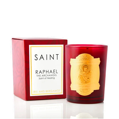 SAINT Saint Raphael The Archangel Scented Candle with Prayer, Prayer Coin, and Holy Oil, Saint of Healing, Soy Coconut Aromatherapy Candle with 80 Hour Burn Time, Special Edition