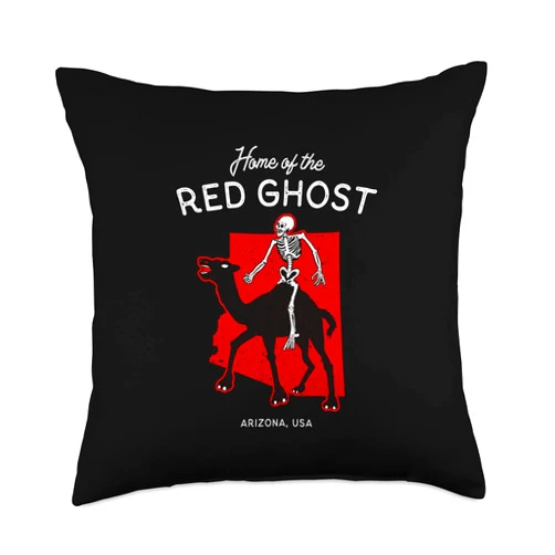 Home State Cryptids and Legends by Strangeology Home of The Red Ghost-Arizona, USA Cryptid Throw Pillow, 18x18, Multicolor