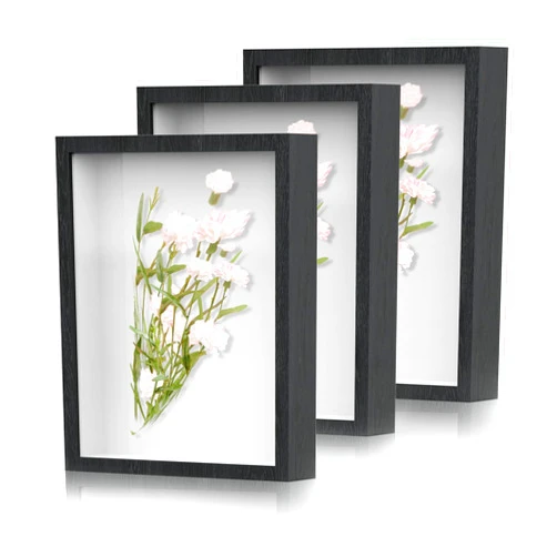 SMZCTYI Shadow Box Frame 8x10 - 3 Pack Wood Deep Shadowbox with Glass Shadow Boxes Display Cases Suitable for Photos, Dried Flowers, Handicrafts Picture Frames for Wall (Black)