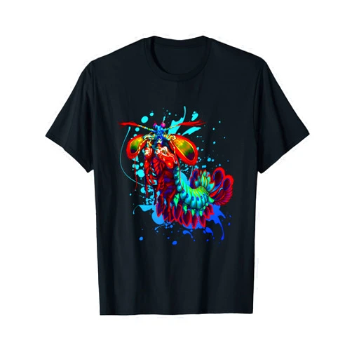 Cool Science Under Water Creatures TShirts Rainbow Peacock Mantis Shrimp Blue Splash T-Shirt T-Shirt
