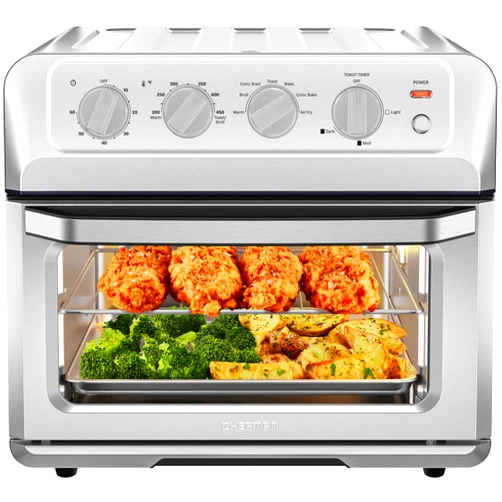 Chefman Air Fryer Toaster Oven Combo, 7-In-1 Convection Oven Countertop 20 Qt Oven Air fryer, Cook a 10 Inch Pizza, Air Fry 2 lb. of Chicken Wings, Toast, Broil, Auto Shutoff, Stainless