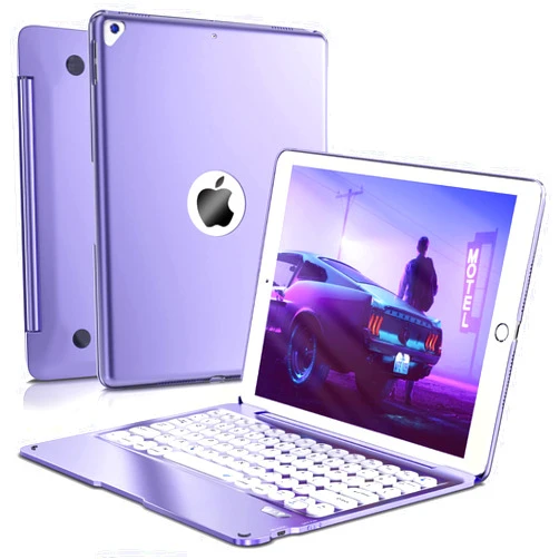 CAPNEW for IPad 9th Generation Case with Keyboard for Tablet Cover Wireless Bluetooth Keyboard iPad 9th/8th/7th Gen 10.2 inch & iPad Air 3rd Gen/iPad Pro 10.5 - Purple