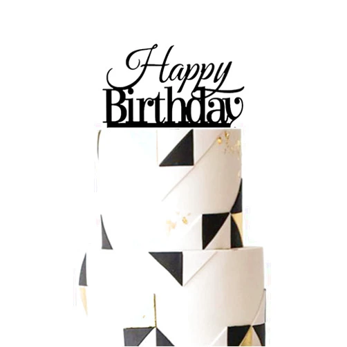 JYNice Classic Letters Happy Birthday Cake Topper Black Acrylic Dad Man Birthday Party Cake Toppers for Dad Birthday Party Cake Decorations Cake Party Supplies