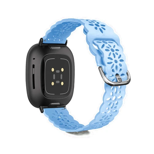 Ginkgonut Beautiful Silicone Slim Sport Band Compatible with Fitbit Sense/Versa 3 / Versa 4 / Sense 2 Bands Women, Soft Silicone Lace Replacement Smartwatch Wristband for Women