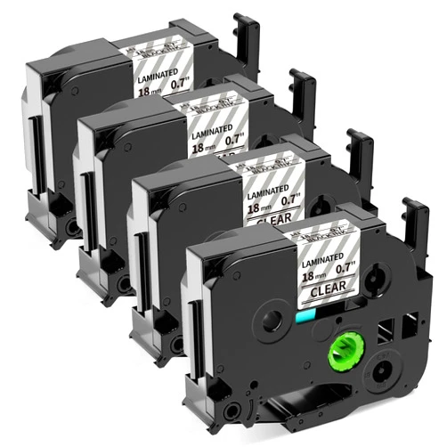 Labelife Compatible 18mm Label Tape Replacement for Brother P Touch TZe TZ Tape 18mm 0.7 Laminated Clear TZe-141 TZe141 TZ141 for Ptouch PTD600 PTD400AD PT1880 Label Maker, 4-Pack Black on Clear 3/4