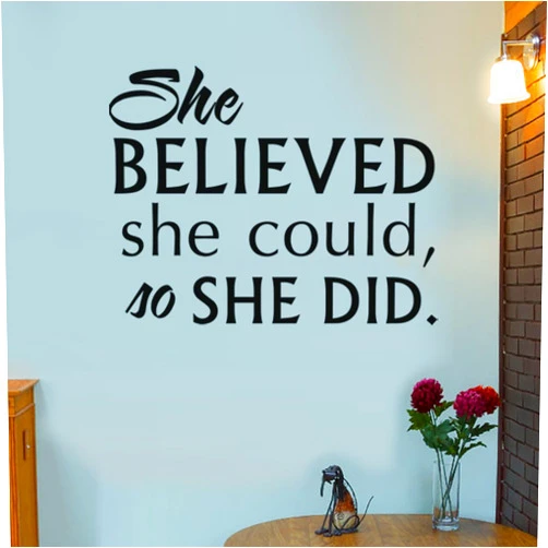 MairGwall She Believed she Could,so she did - Inspirational Wall Decal Vinyl Quote (Black, Medium)