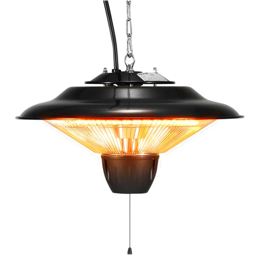 VEVOR Hanging Patio Heater, 1500W Outdoor/Indoor Electric Space Infrared Heater, IP34 Protection Ceiling Heater with 23.6 inch Pull Cord & 20 inch Adjustable Chain, for Porch,Patio,Dining Room,Studio