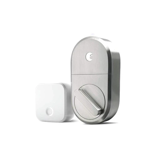 August Home Smart Lock + Connect Wi-Fi Bridge, Satin Nickel, Works with Alexa, Keyless Home Entry from Anywhere