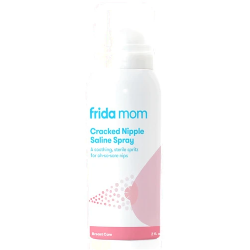 Frida Mom Saline Spray for Cracked Nipples, Breastfeeding Essentials for New Moms, Gentle for Baby and Mom, Spray to Heal Sore, Cracked Nipples, 2 fl oz