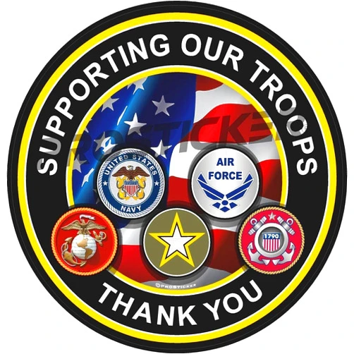 ProSticker Supporting Our Troops Thank You Decal USA Flag Military ProSticker 291 (4