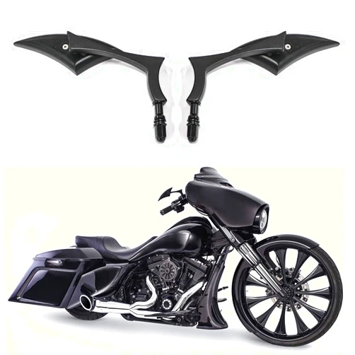DREAMIZER Bright Black Motorcycle Universal Blade Rear View Side Mirrors Compatible for Harley Street Bike Scooter Chopper Cruiser Sportster Dyna Softail Dirt Bike