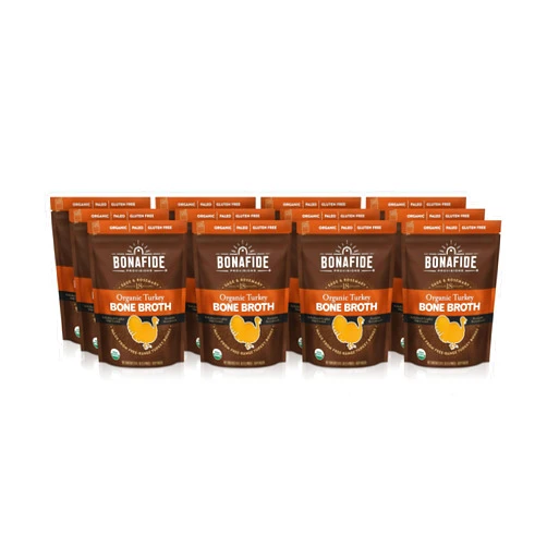 Bonafide Provisions Fresh Organic Turkey Bone Broth, Frozen 24 fl oz - For Sipping & Cooking, Pack of 12