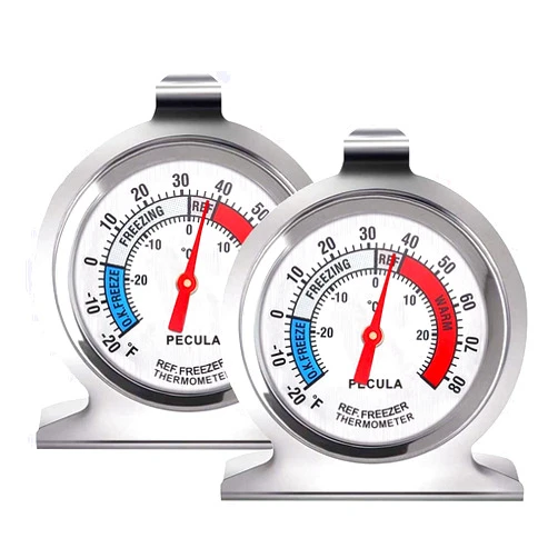 PECULA 2 Pack Refrigerator Thermometer, -30~30°C/-20~80°F, Classic Fridge Analog Thermometer Large Dial with Red Indicator Thermometer for Freezer Refrigerator Cooler