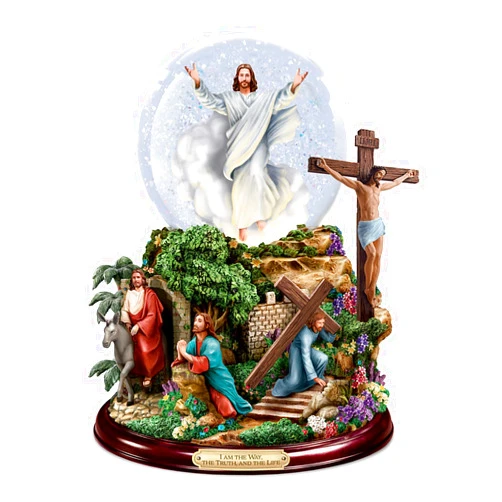 The Bradford Exchange Religious Musical Glitter Globe with LED Light, Thomas Kinkade Jesus Life Scenes, Amazing Grace Melody