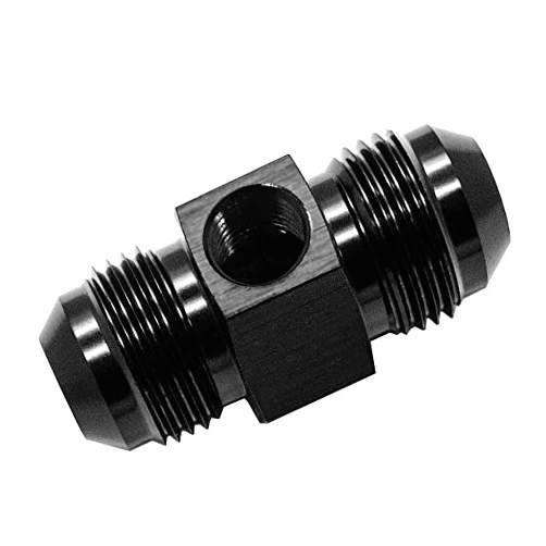 AFATEBOX 6AN Male to 6 AN Male Flare Hose Union Coupler Fitting with 1/8 NPT Pressure Side Port, Fuel Line Pipe Adapter Aluminum Black
