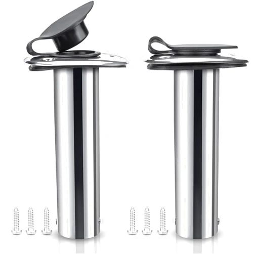 Marinebaby 2PCS Flush Mounting Fishing Rod Holders with Rubber Cap, Liner and Gasket (Screws Included)