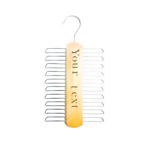 ARTLF Personalized Tie Hanger Custom Wood Tie Rack Holder Engraved Name Wooden Necktie and Belt Hanger Closet Organizer and Storage Rack with 20 Hooks