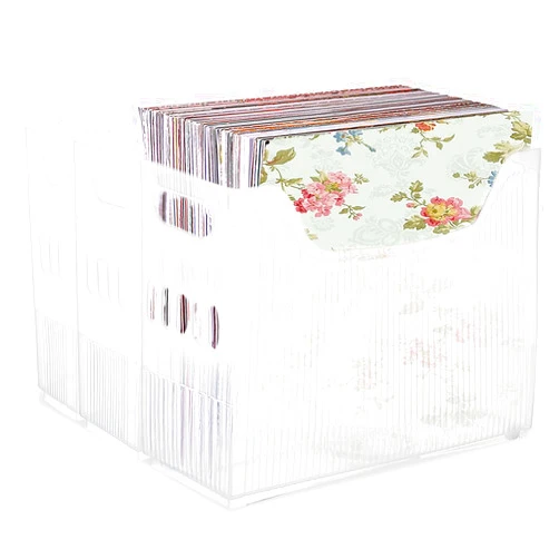 Boocalny 3 Size Scrapbook Paper Storage with Wheels, Plastic Scrapbook Storage Bin for 12