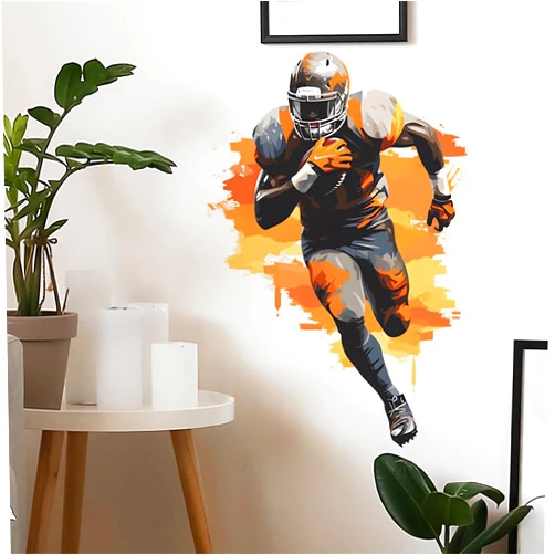 Sacinora Football Player Sport Wall Stickers, sacinora Watercolor Sport Wall Decals Removable Vinyl Peel and Stick for Kids Teens Boys Bedroom Nursery Playroom Home Decorations
