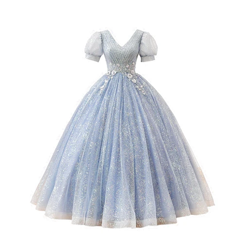 Acapeting Women's Ruffles Ball Gown Quinceanera Dress Lace Appliques Tulle Lace Up Dress lace UpJuliet Short Sleeve Dress
