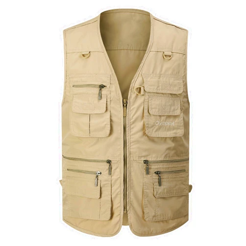 Gihuo Men's Fishing Vest Utility Safari Travel Vest with Pockets Outdoor Work Photo Cargo Fly Summer Vest