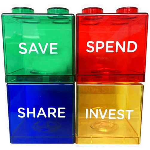 WAYUTO 4pcs Translucent Piggy Bank Set Colorful Coin Block Box Adorable Saving Money Cash Bills Jar Adults Kids Decorative Birthday Festival Financial Management Gifts Unique Educational Game