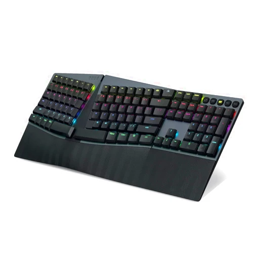 Perixx PERIBOARD-835BL Wireless Ergonomic Mechanical Keyboard - RGB Backlit - Low-Profile Blue Clicky Switches - Multi-Device Connection - Compatible with Windows and Mac OS X - US English