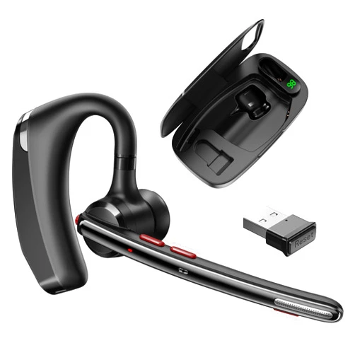 COMEXION Bluetooth Headset V5.3, Wireless Headset with Dual Noise-Canceling Microphones, Portable Charging Case, 300H Standby Time, Hands Free Headphones for Computer/Cell Phones, Trucker/Home/Office/Work