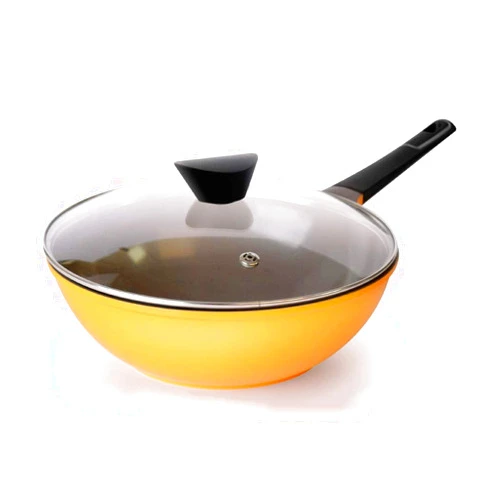UXZDX Wok - Specialty Nonstick Dishwasher Safe Oven Safe -Free Jumbo Wok Cookware (Color : Yellow)